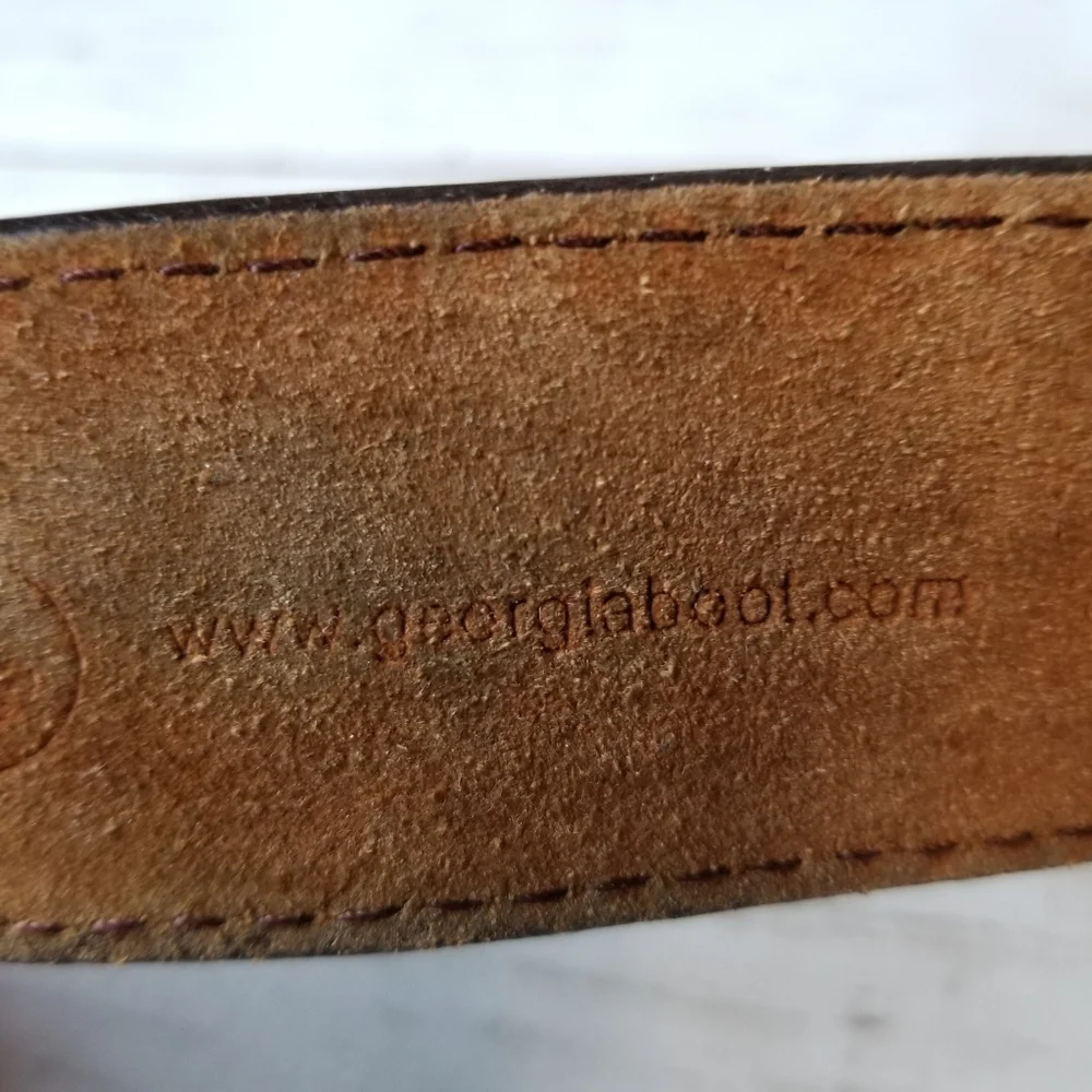 Georgia Boot Logo Brown Genuine Leather Belt